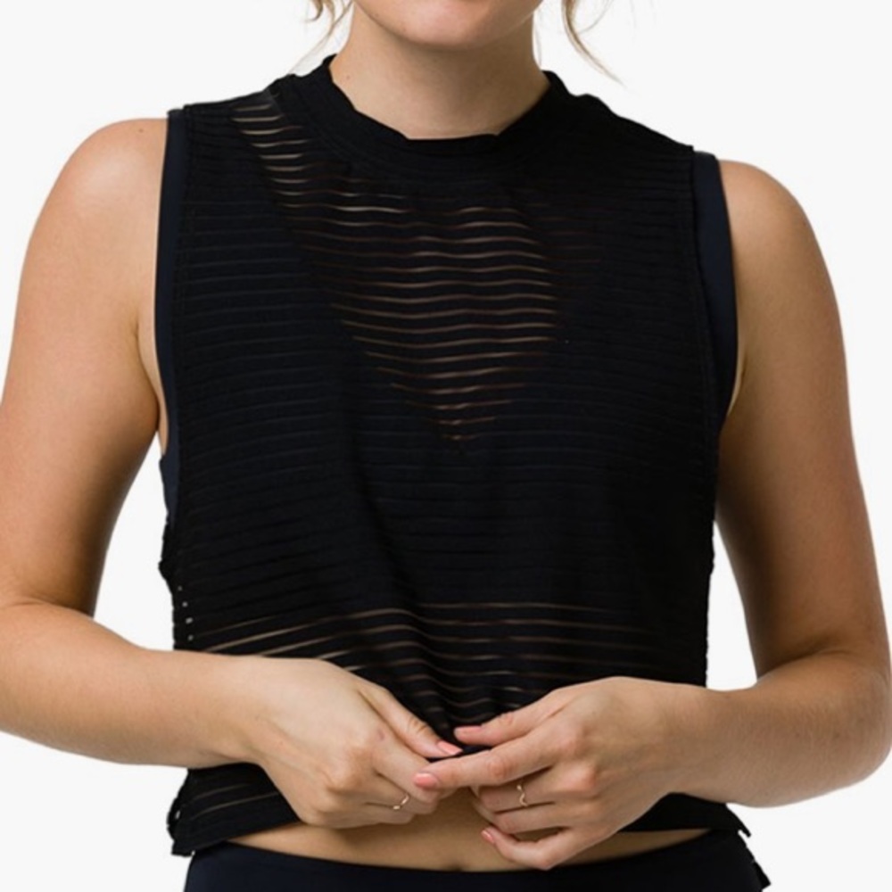 NWT sheer striped mesh tank. Onzie OS